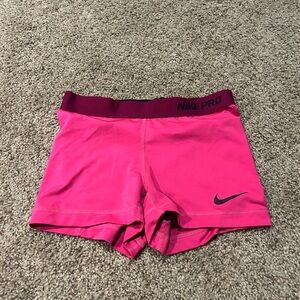 Nike Pro Fuchsia Shorts with Burgundy Waistband